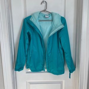 Columbia Omni Tech Ful Zip Hooded Rain Jacket Teal